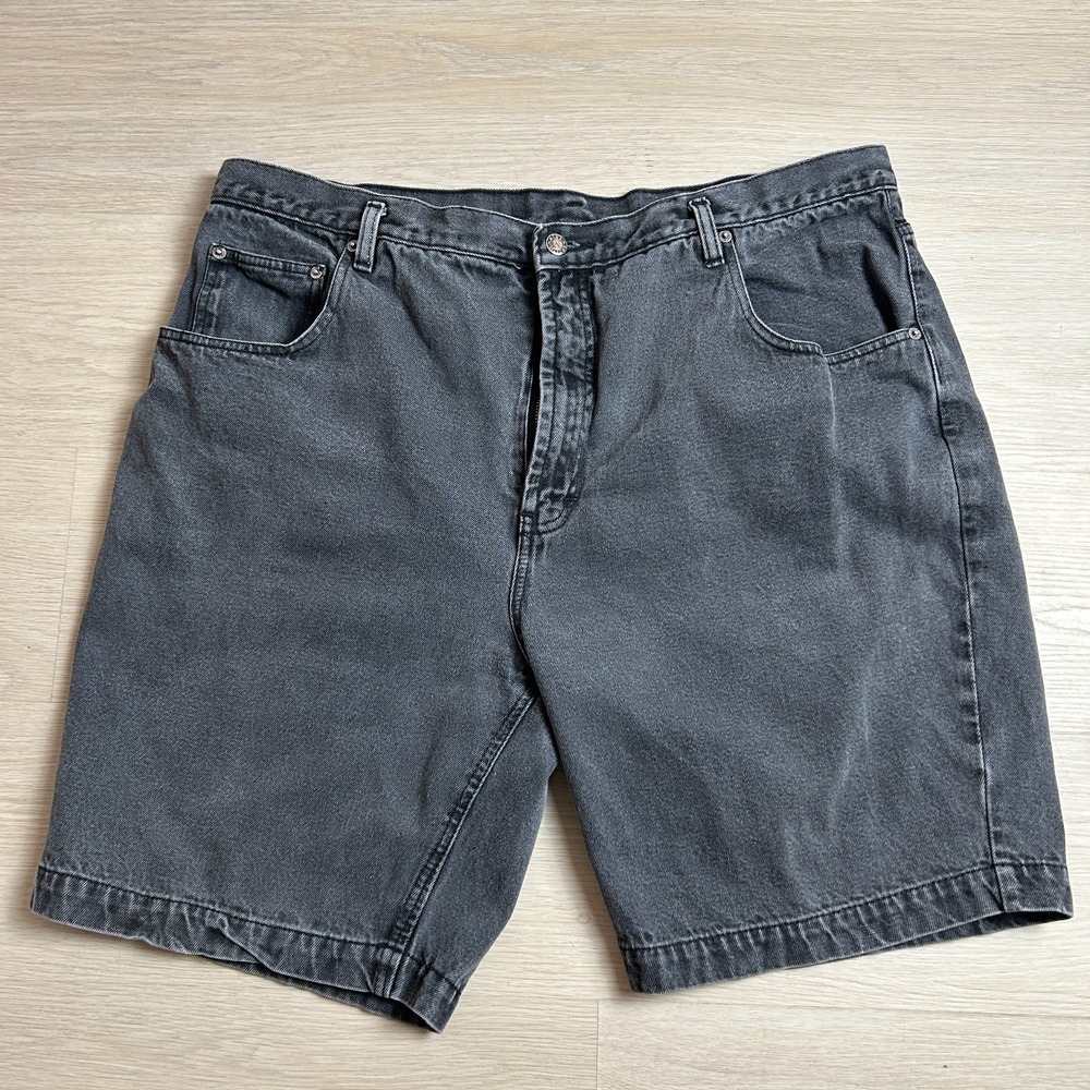 Vintage Todays News Denim Shorts Mens 42 Black Jorts Baggy 90s Skate Streetwear